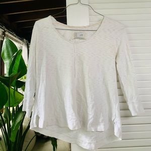 Anthropologie White 3/4 Sleeve Tee